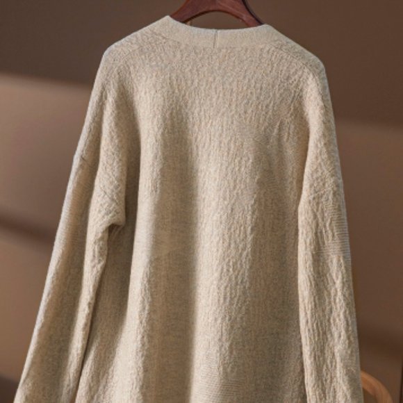 Gold silk wool knit cardigan shawl coat - Picture 2 of 10